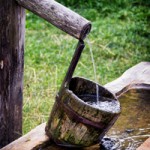 old well and wooden bucket